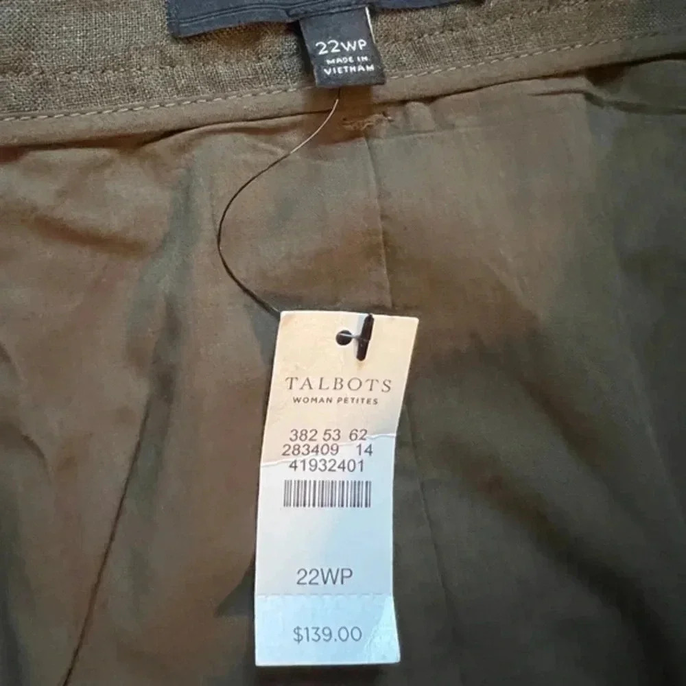 Brand New Talbots A-line skirt.  22WPetite.  Olive Green color - Picture 2 of 3
